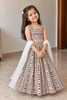 Ivory Geometric Rayon Cotton Lehenga