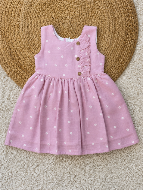 Lilac Floral Muslin Dress