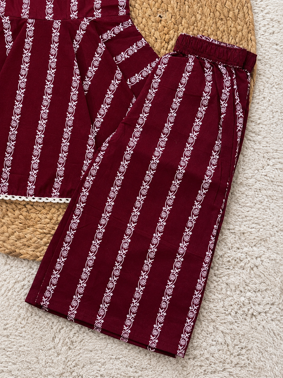 Maroon Printed Cotton Co-ord Set