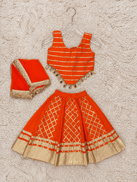 Orange Shimmer Festive Lehenga Set
