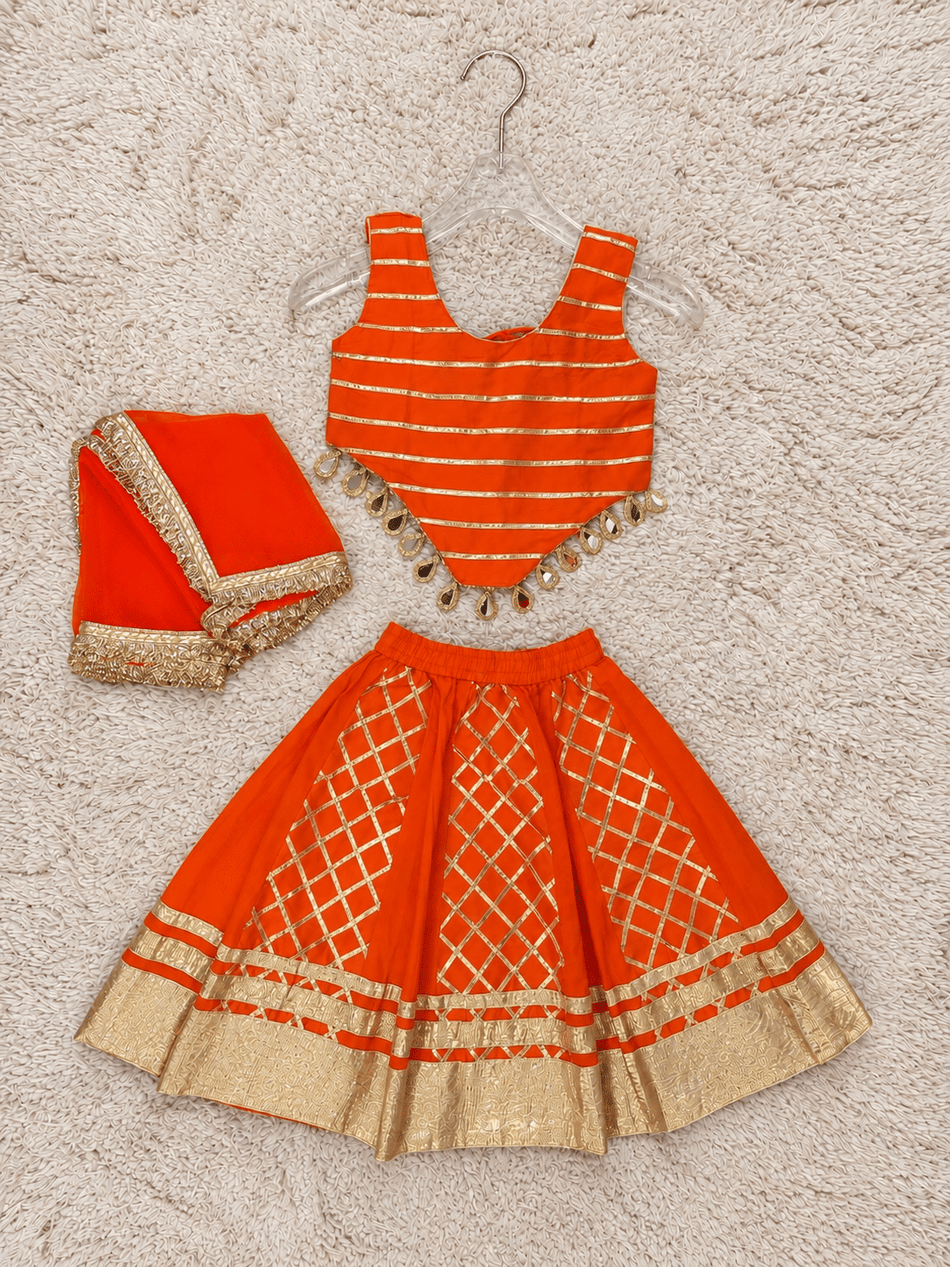 Orange Shimmer Festive Lehenga Set