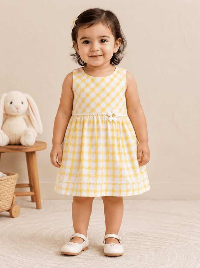 Sunshine Gingham Flower Frock
