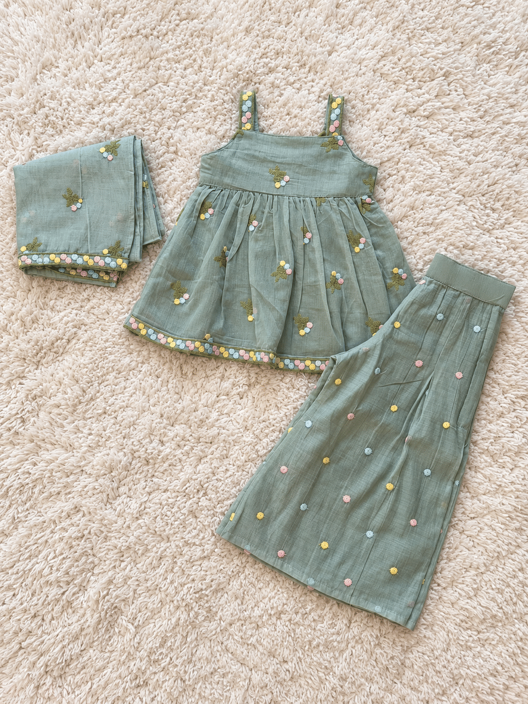 Sage Pastel Floral Lehenga Set