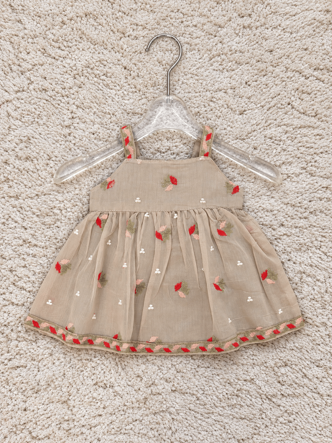 Beige Rose Embroidered Sharara Set