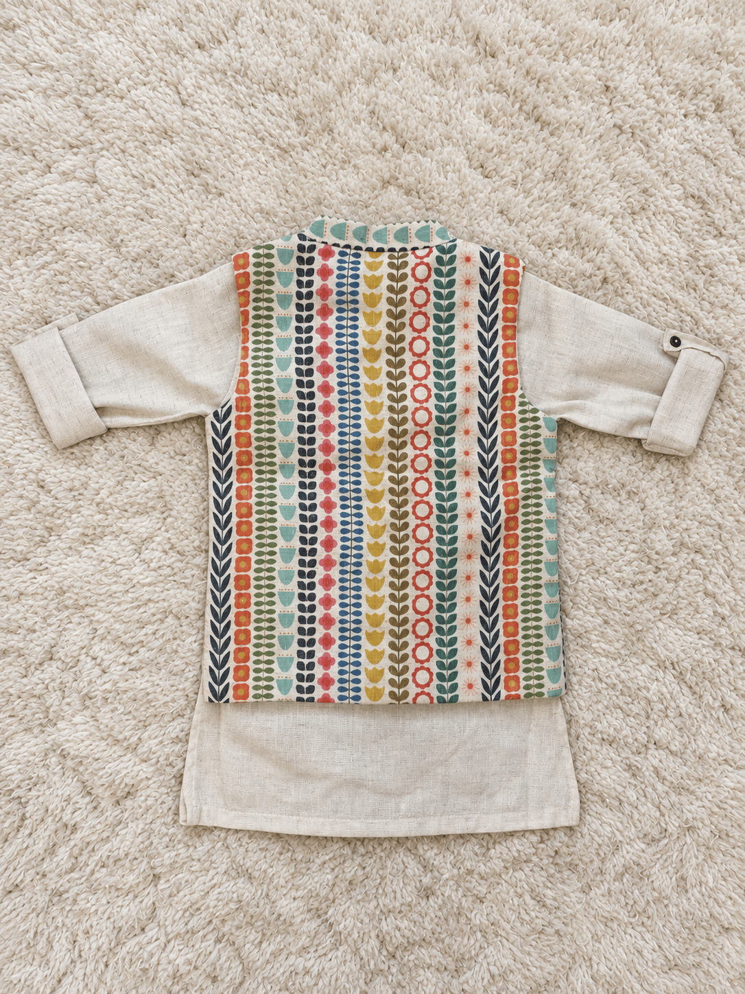 Ivory Folk Print Jacket Set
