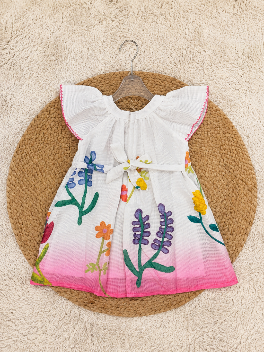 Rainbow Garden Flutter Sleeve Dress