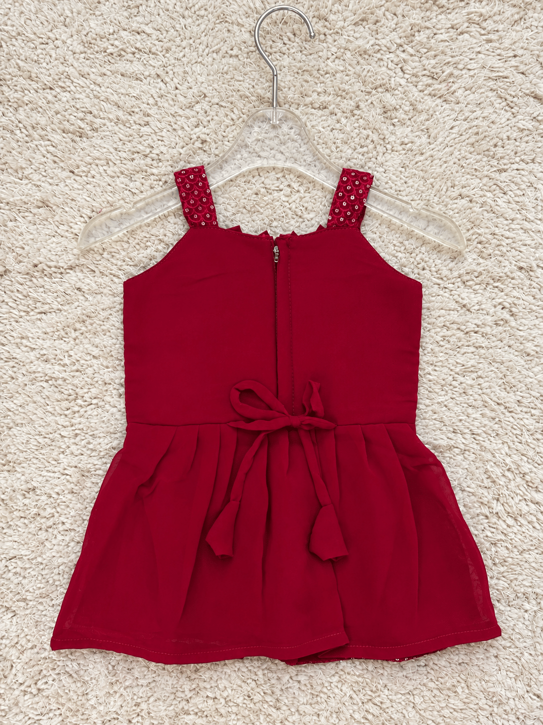 Ruby Red Embroidered Sharara Set