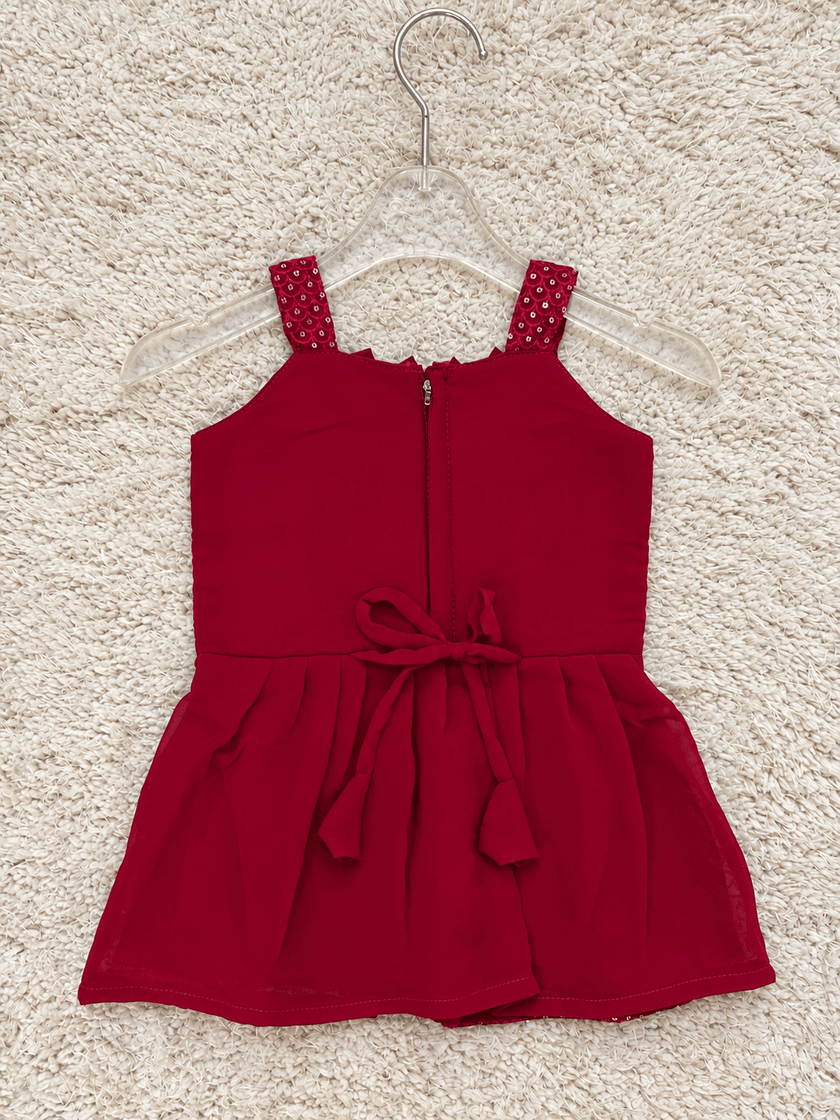 Ruby Red Embroidered Sharara Set