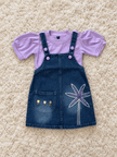 Lavender Bloom Denim Pinafore Dress
