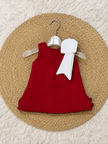 Crimson Ivory Statement Bow Dress