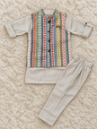 Ivory Folk Print Jacket Set