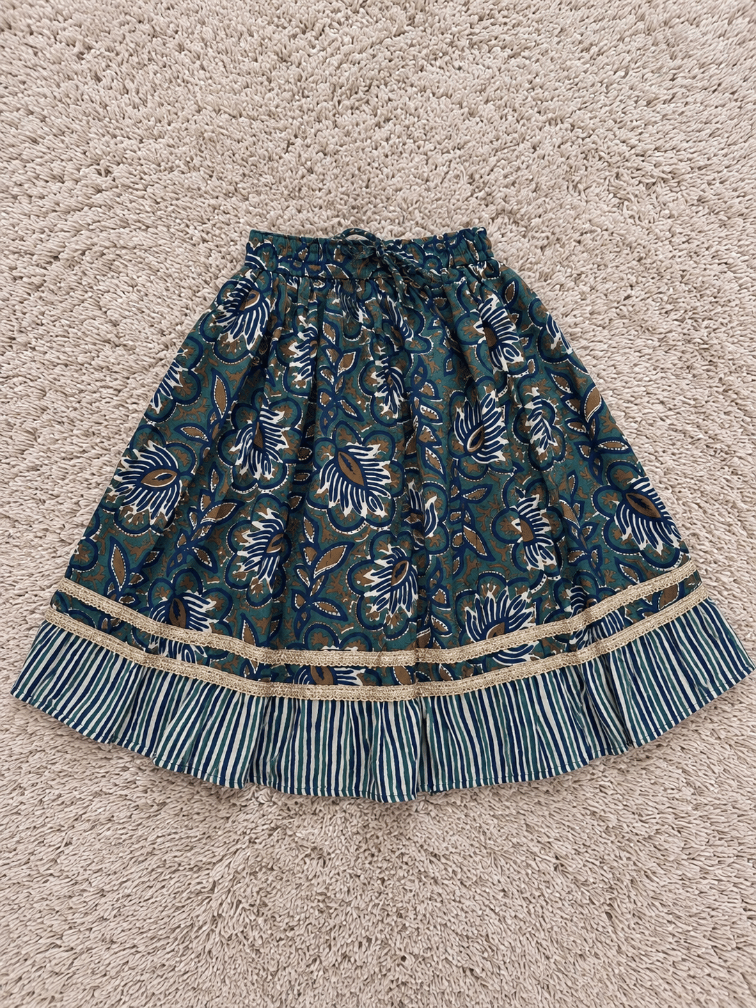 Indigo Floral Pure Cotton Lehenga