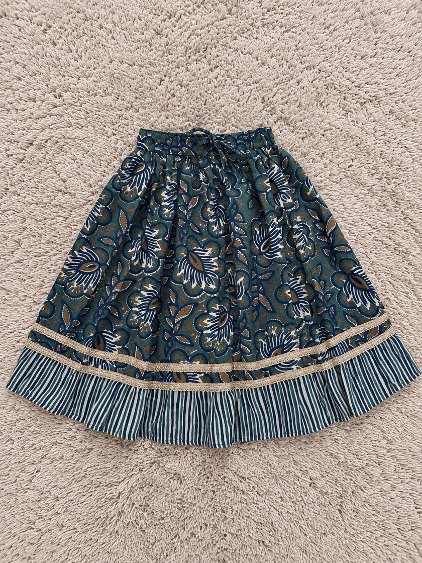 Indigo Floral Pure Cotton Lehenga
