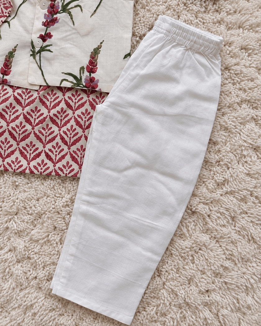 Ivory Blossom Cotton Kurta Set