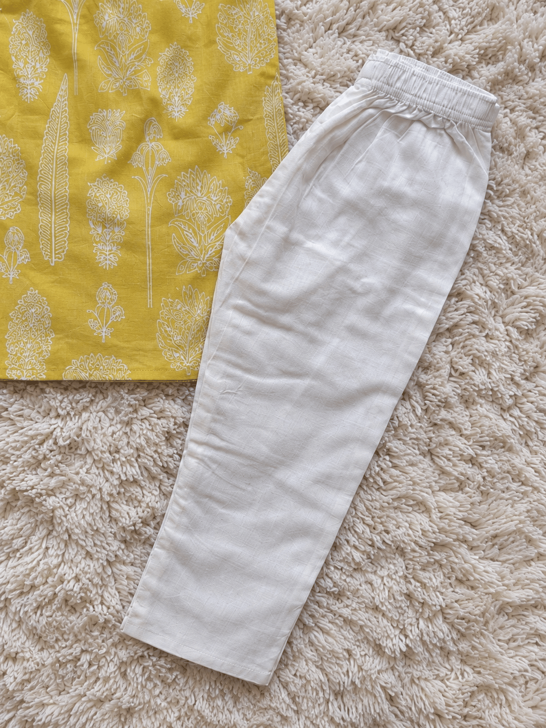 Mustard Botanical Cotton Kurta Set
