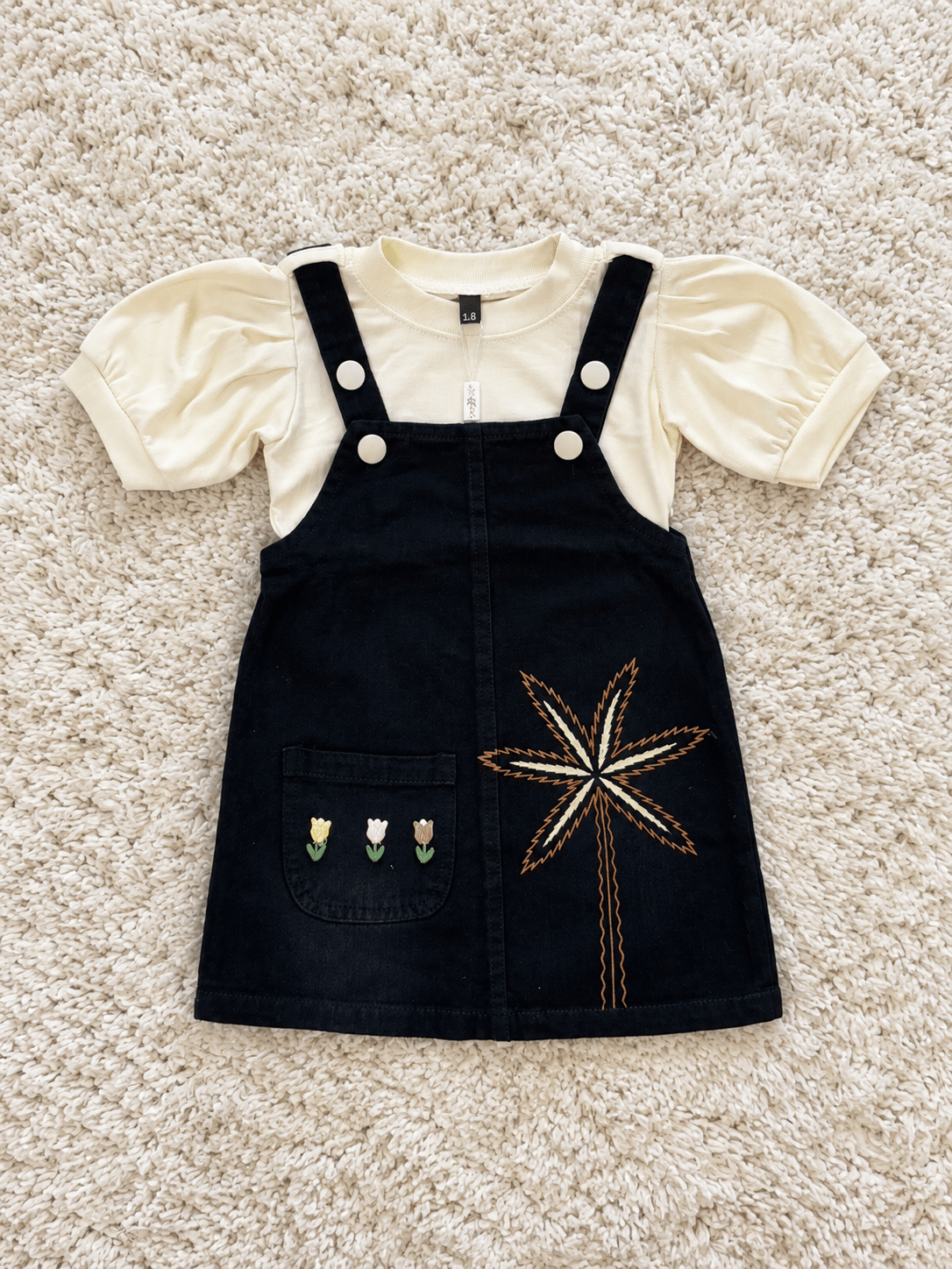 Black Floral Charm Pinafore Dress