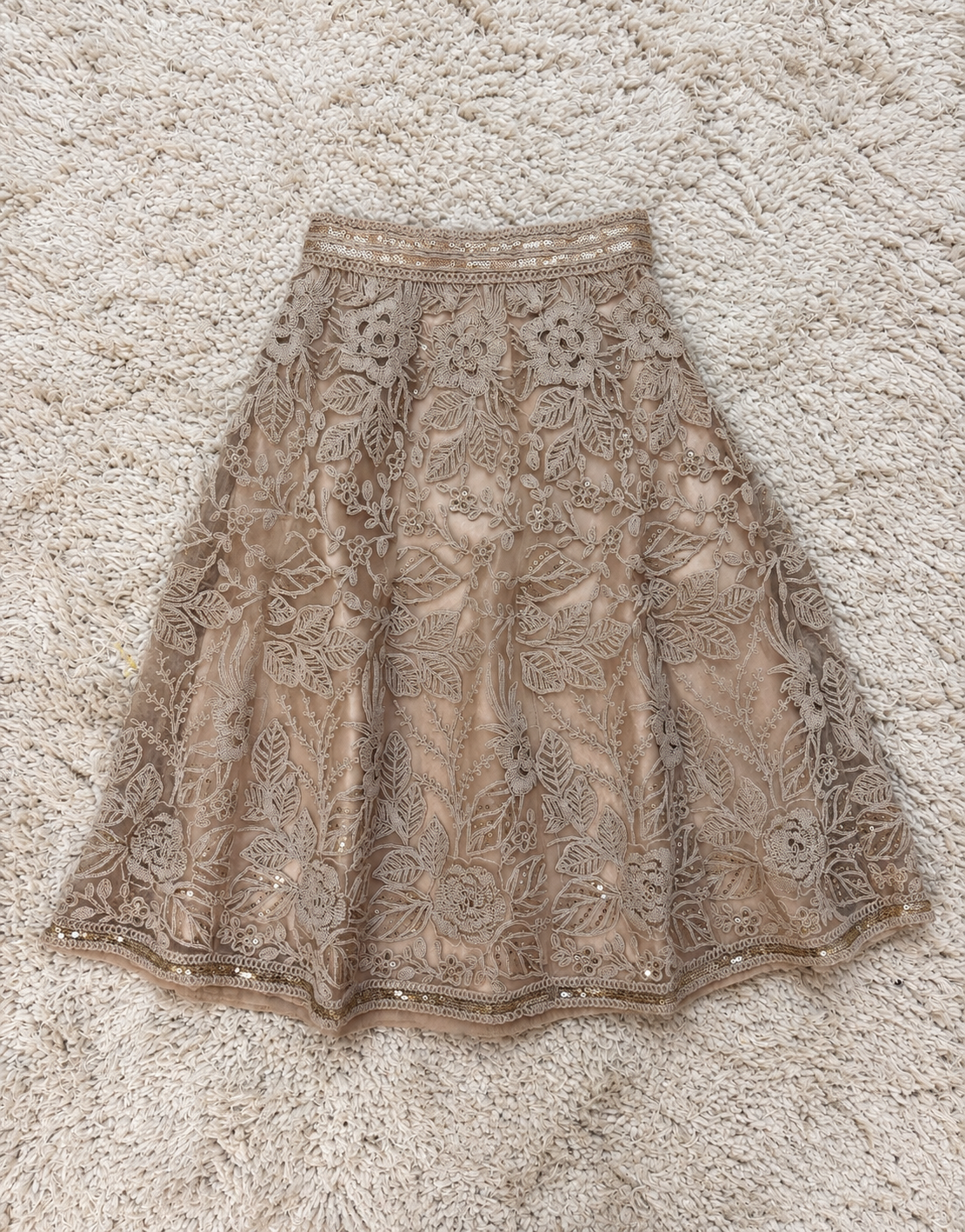 Champagne Gold Floral Lehenga Set
