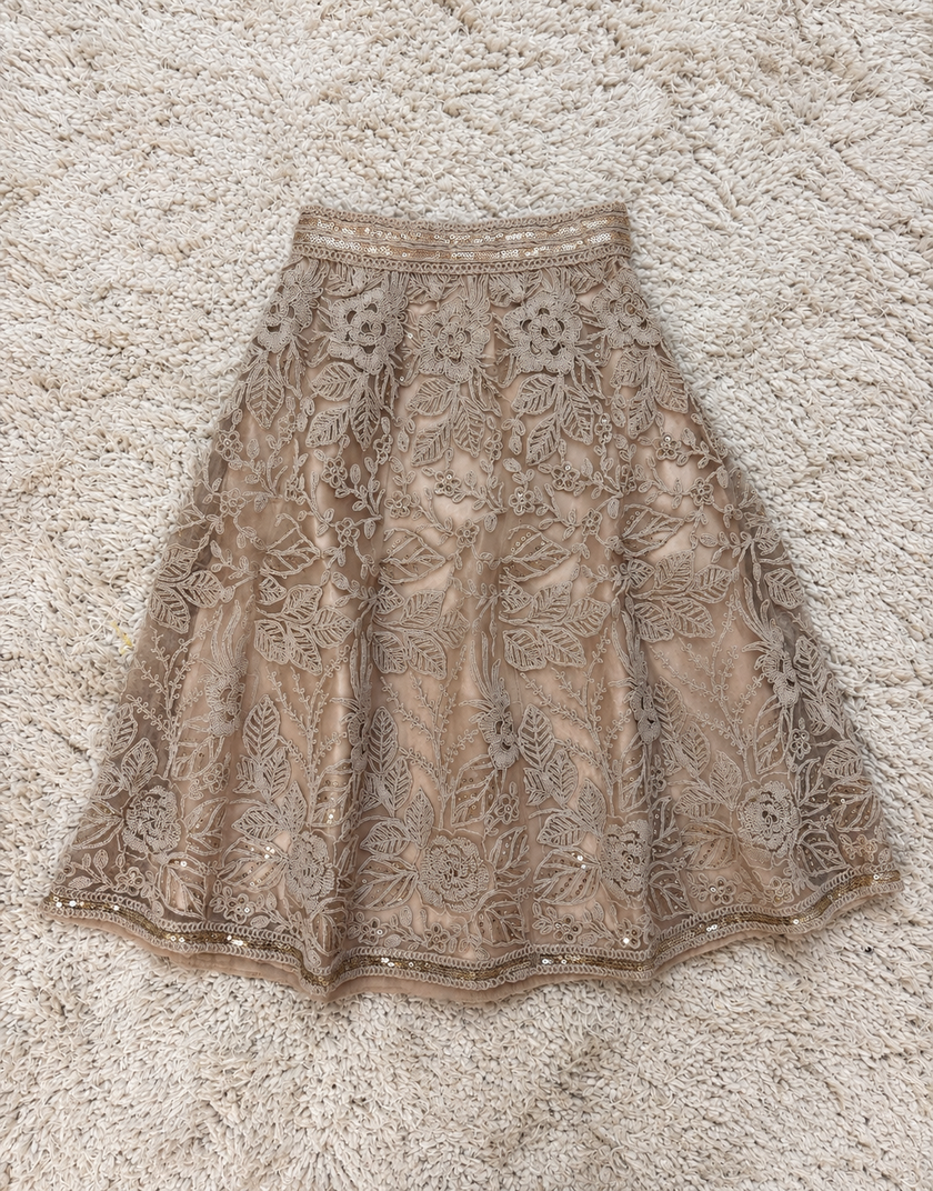 Champagne Gold Floral Lehenga Set