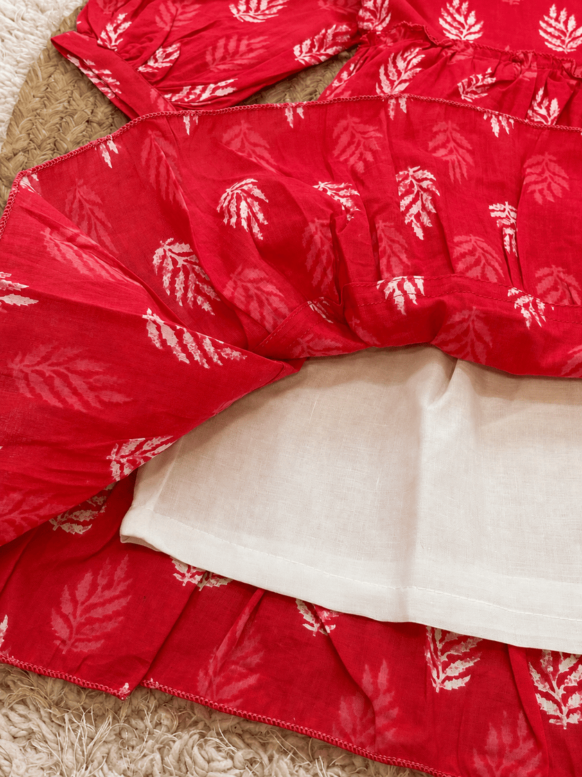 Crimson Leaf Tiered Dress