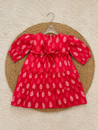 Crimson Leaf Tiered Dress