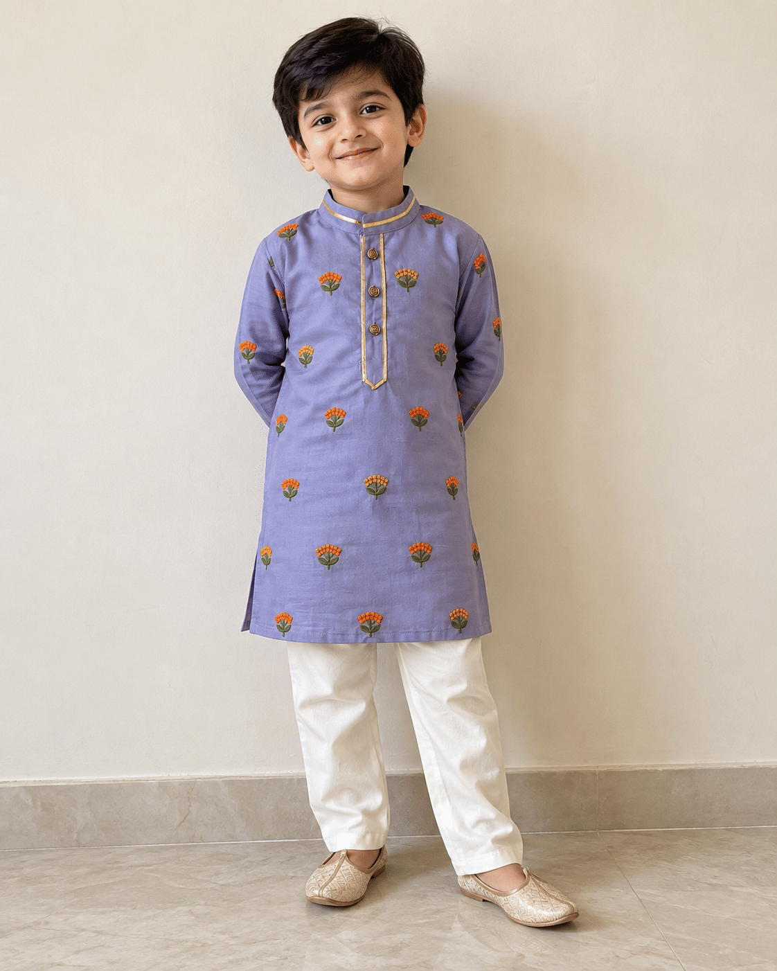 Lavender Floral Kurta Pajama Set