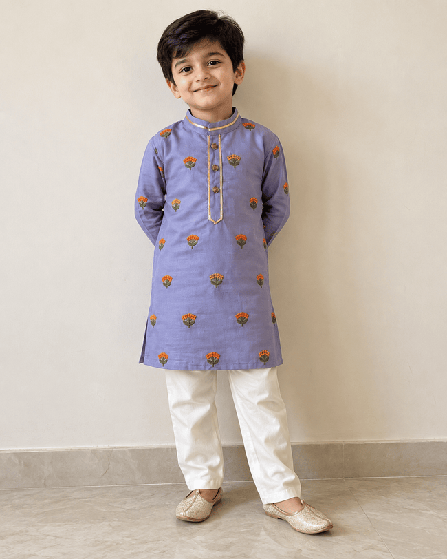 Lavender Floral Kurta Pajama Set
