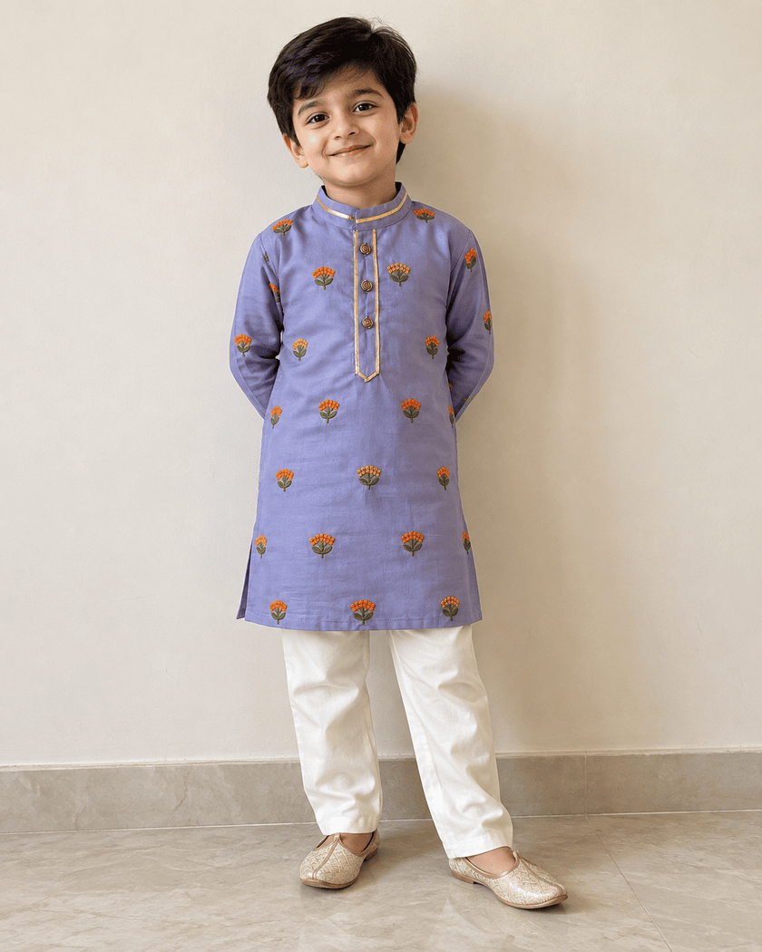 Lavender Floral Kurta Pajama Set