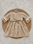 Sand Daisy Lace Trim Dress
