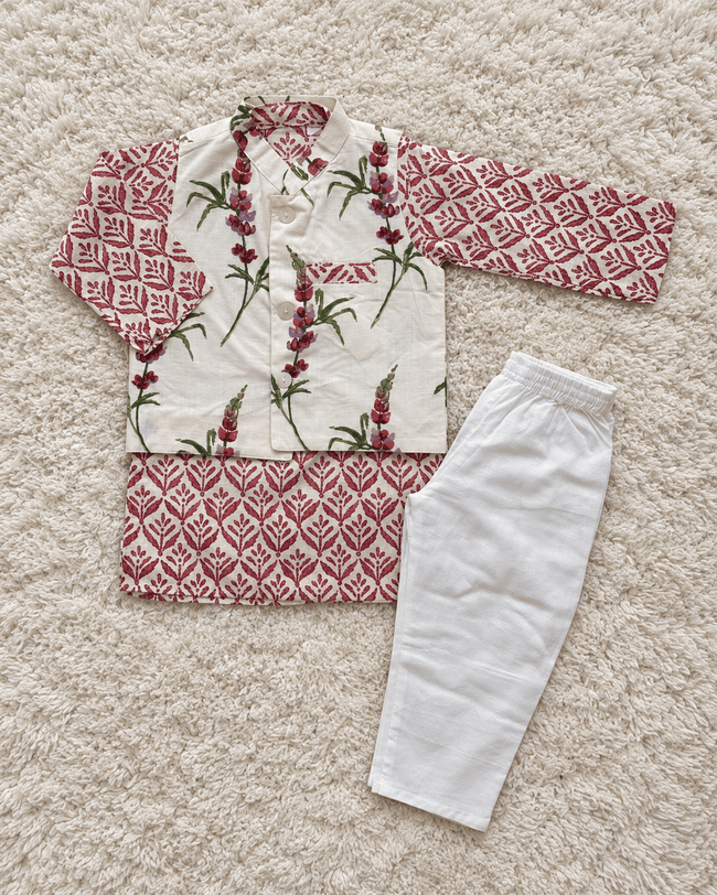 Ivory Blossom Cotton Kurta Set