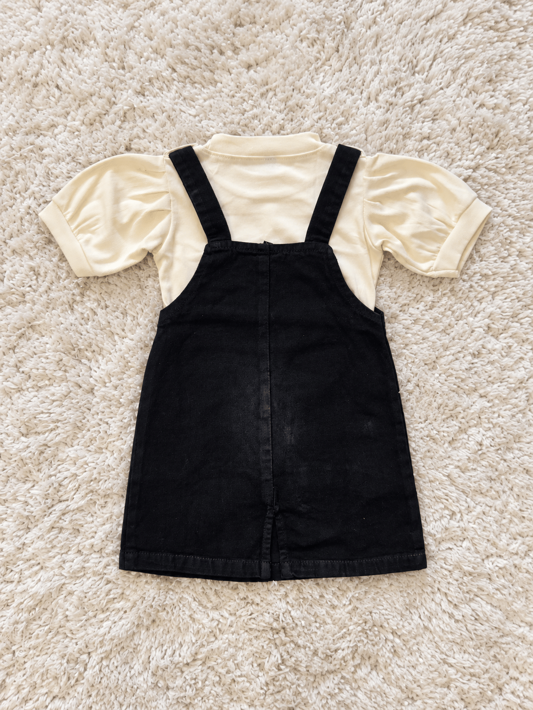 Black Floral Charm Pinafore Dress