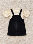 Black Floral Charm Pinafore Dress
