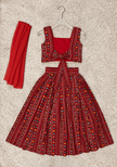 Crimson Geometric Rayon Cotton Lehenga