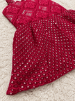 Ruby Red Embroidered Sharara Set