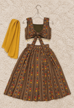 Brown Geometric Rayon Cotton Lehenga