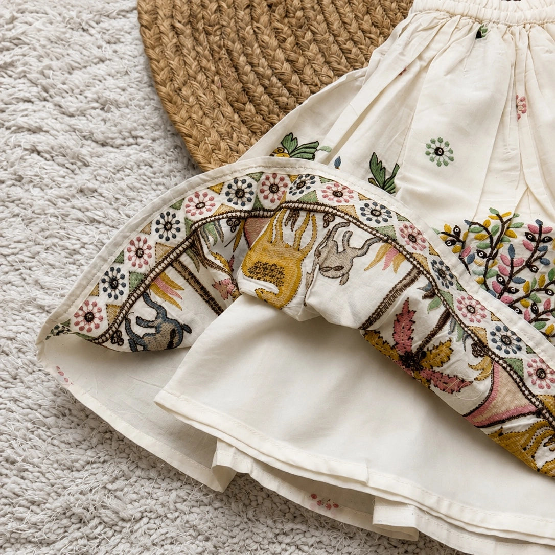 Ivory Folk Embroidered Lehenga
