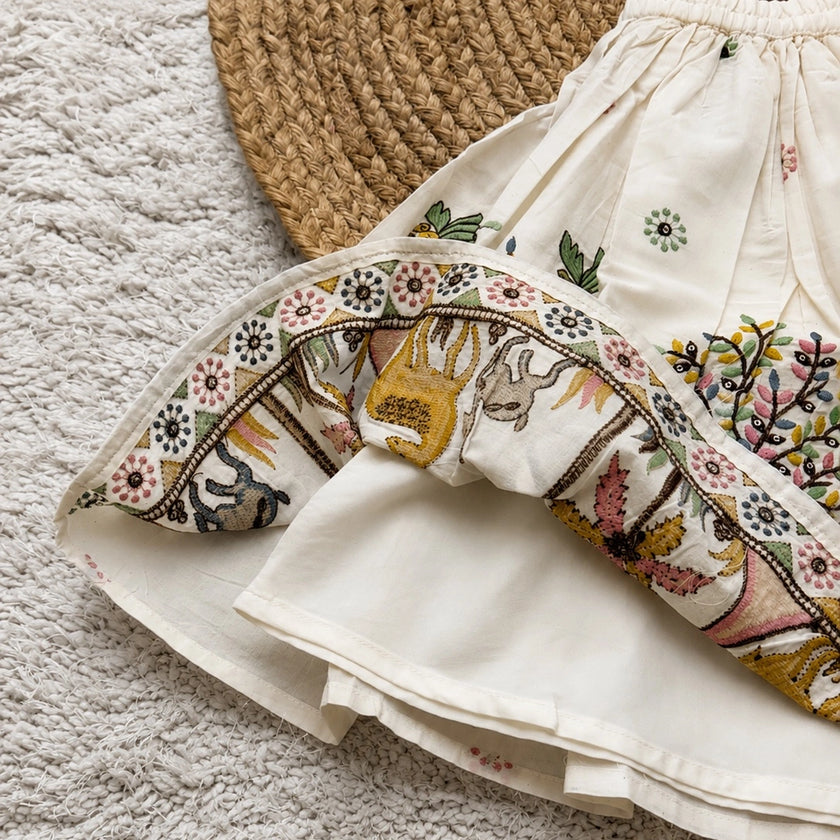 Ivory Folk Embroidered Lehenga