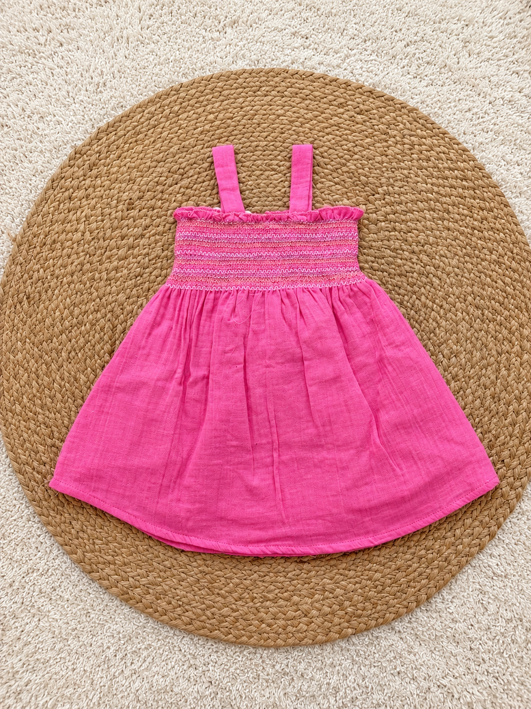 Pink Pastel Flower Smocked Dress
