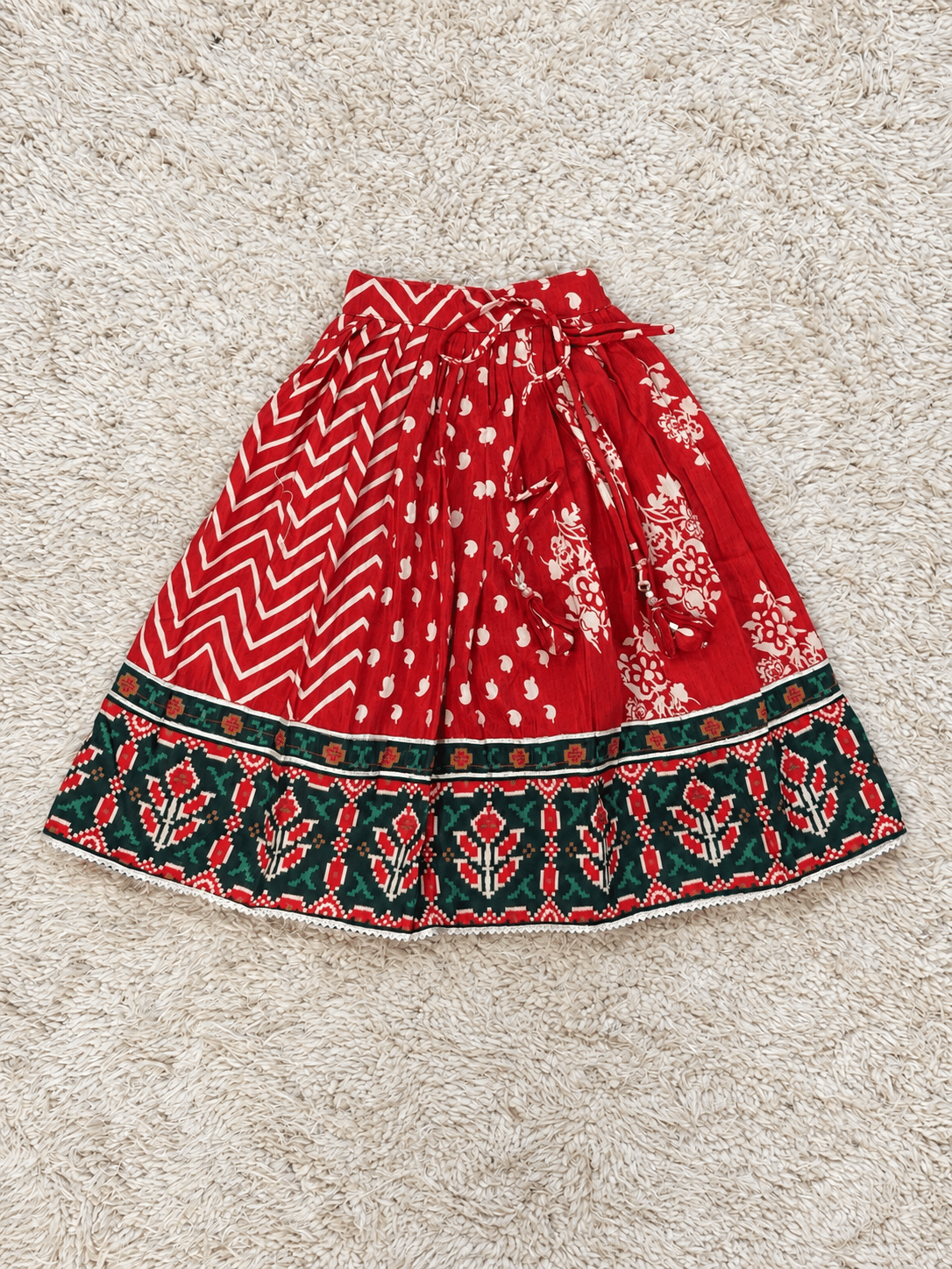 Crimson Chevron Festive Lehenga Set