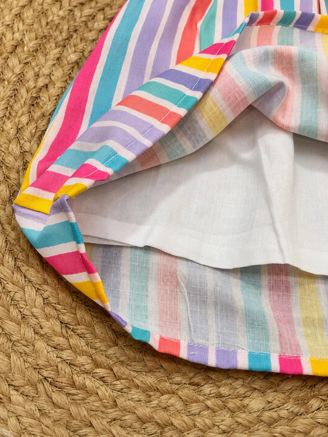 Pastel Rainbow Stripe Smocked Dress