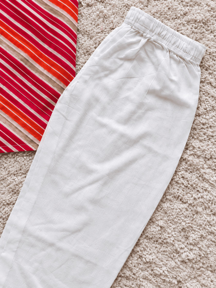 Crimson Sunset Stripe Kurta