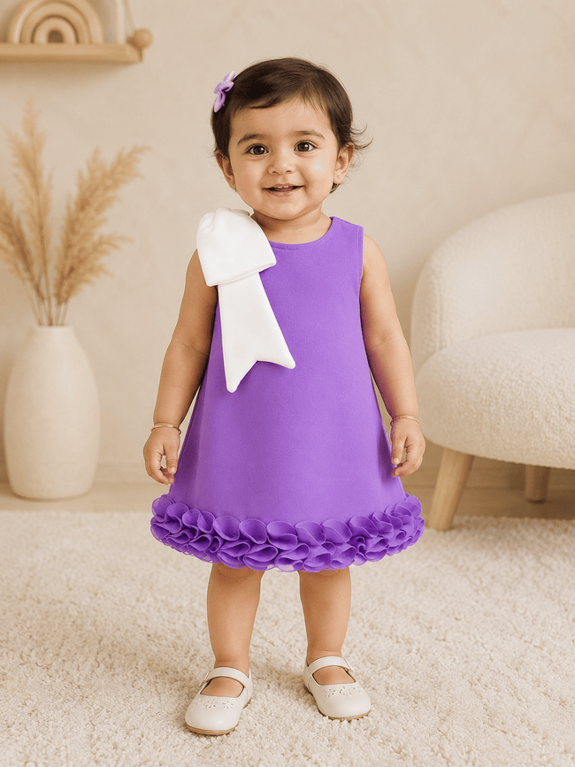 Lavender Ivory Statement Bow Dress