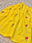 Sunshine Yellow Mul Cotton Embroidered Lehenga
