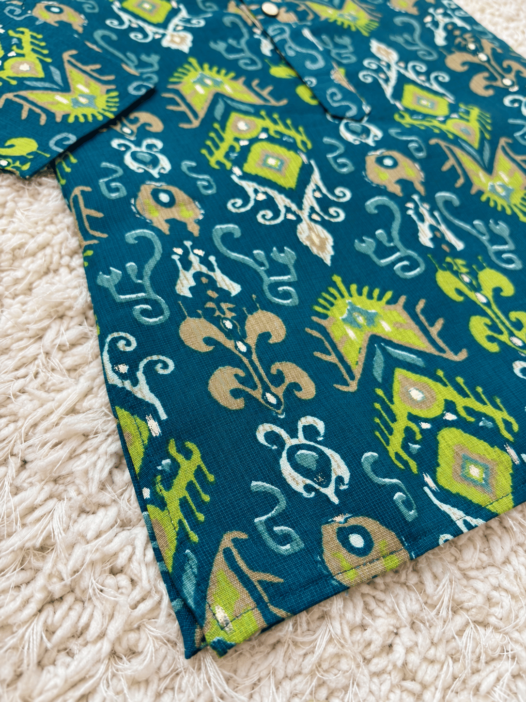 Teal Chanderi Cotton Kurta Set