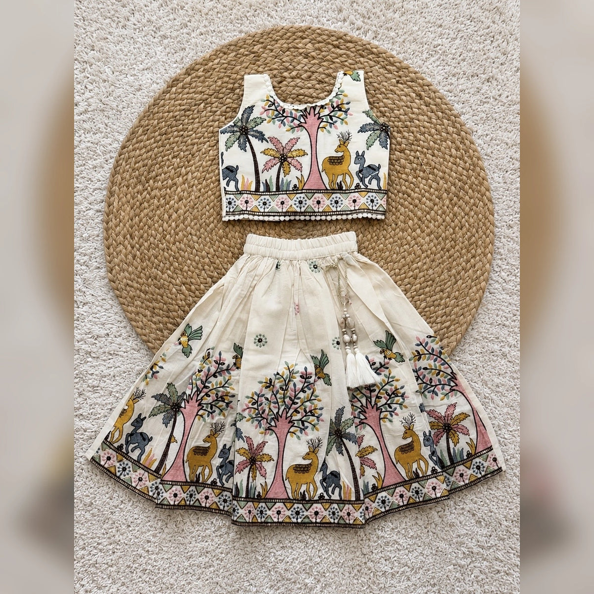 Ivory Folk Embroidered Lehenga