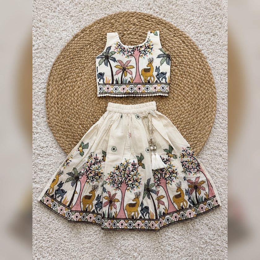 Ivory Folk Embroidered Lehenga