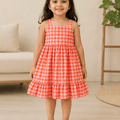 Cherry Gingham Charm Dress – Coral