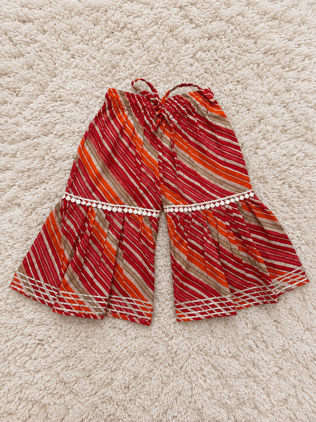 Crimson Stripe Pure Cotton Sharara