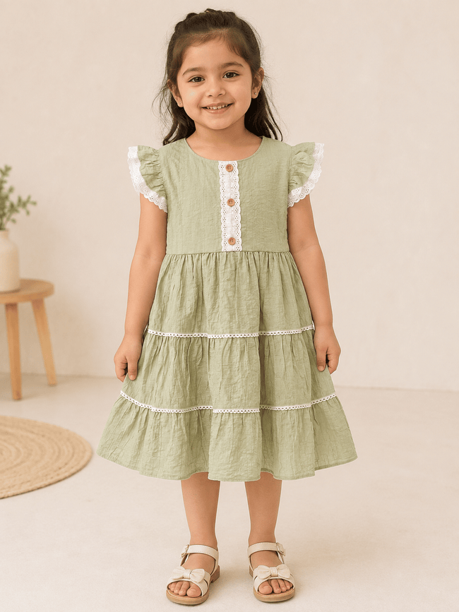 Sage Lace Tiered Frock