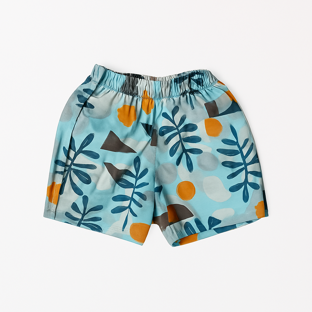 TXXI JUNIOR Leaf Printed Cuban Collar Shirt and Shorts Co-ord Set