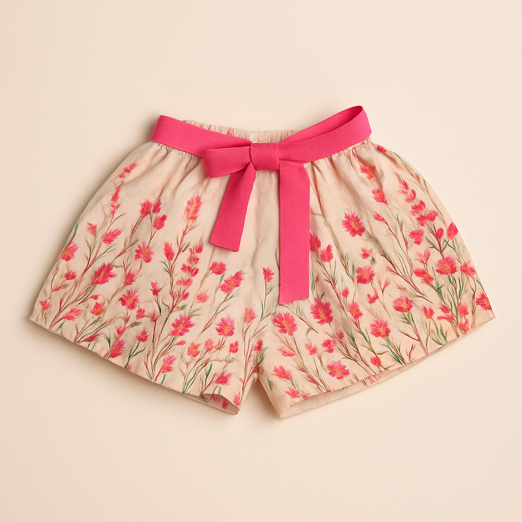 Twetoons Floral Embroidered Top with Matching Bow Shorts